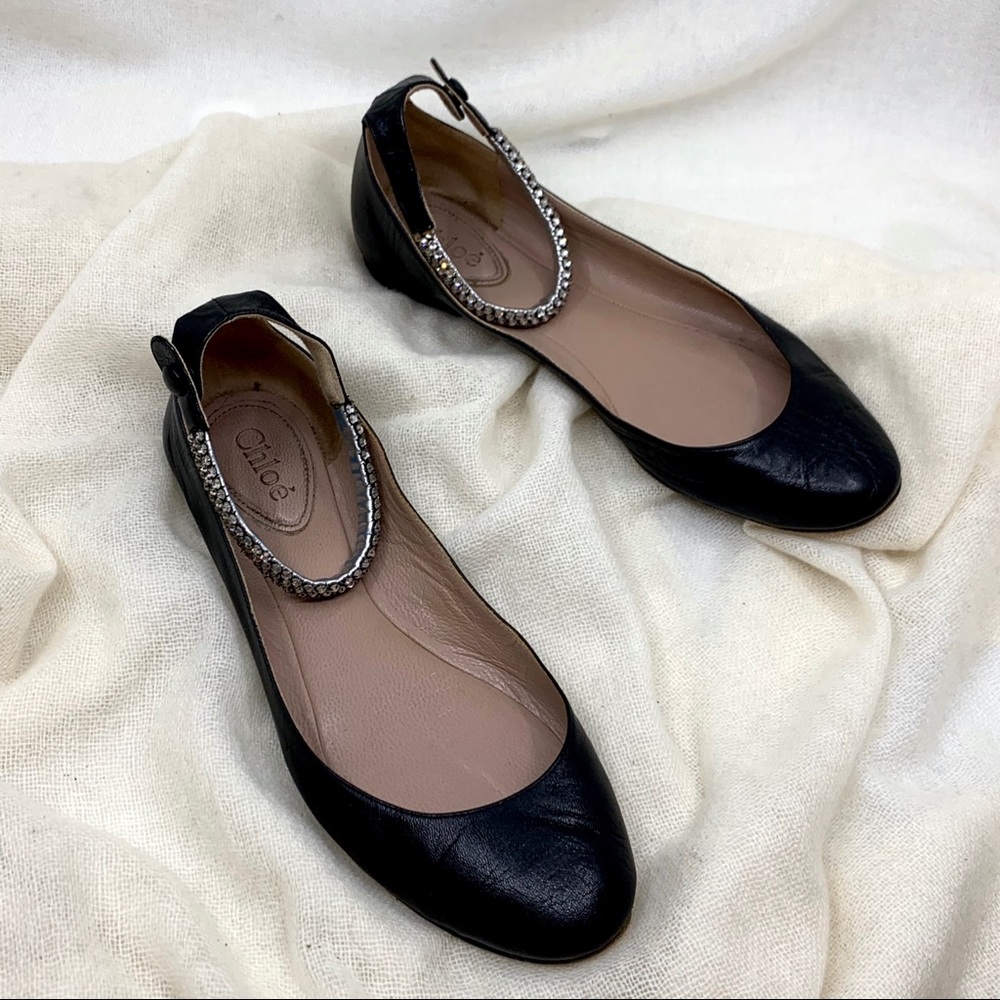 Chloe Ballerina Flats with Crystal Anklet